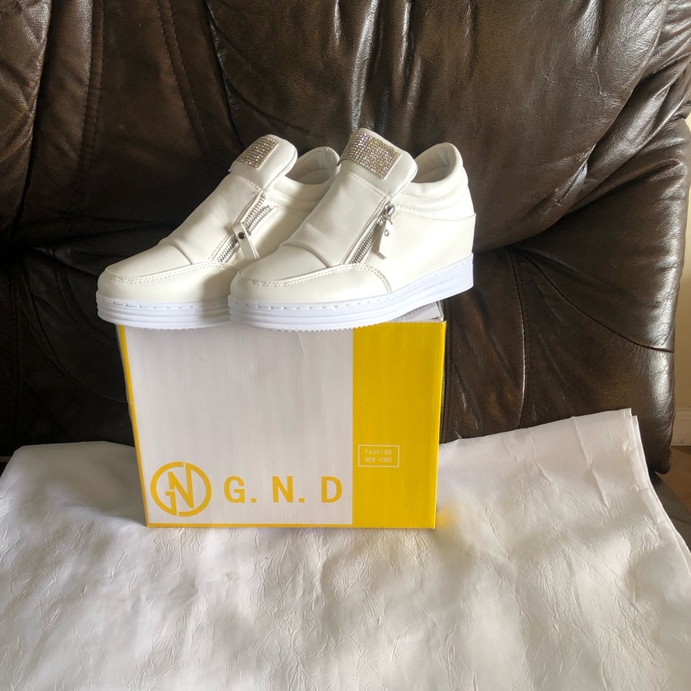 NGND Women’s white platform shoes with zippers on both sides, size 40 (9)